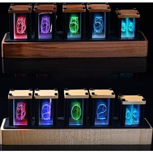 Time tube Glow tube Quasi-glow tube clock LED digital solid wood Chinese night light bar atmosphere light Brightness adjustable