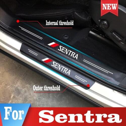 Car Door Sill Protection Stickers Scuff Plate Decor Sticker For Nissan Sentra Auto Threshold Styling Accessories