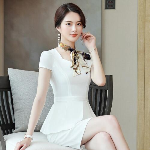 Office ladies overalls uniform 2 piece set women new professional suit female summer fashion short sleeve two-piece suit Slim