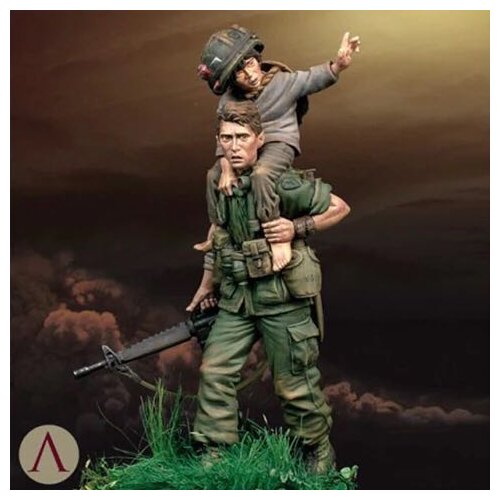 1/24 Scale 75MM Vietnam War American Soldiers and Children Unpainted Resin Model Kit Figure Free Shipping