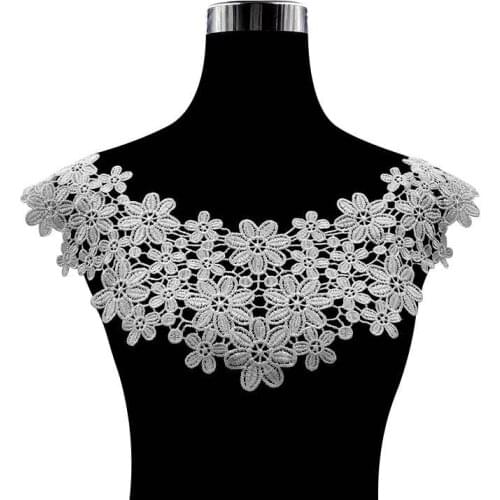 5color Water-soluble Lace Collar Polyester Silk Embroidery Chest 3D Hollow Embroidery False Collar DIY Lace Accessories