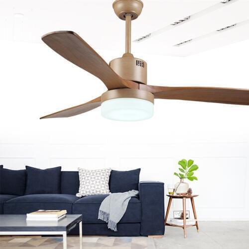 American industrial wind ceiling fan light Nordic wood ceiling fan 220v with remote control dimming LED ceiling fan light