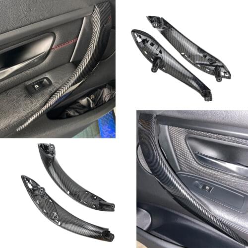 Car Accessories Auto Left Right Carbon Fiber Door Inner Interior Handle Pull Trim Cover For BMW 3 Series F30 F32 2012 2013-2019