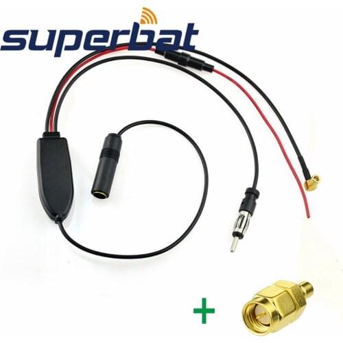Superbat FM/AM to DAB/DAB+/FM/AM Car Radio Aerial Converter/Splitter/Amplifier with SMB Jack to SMA Plug Connectors