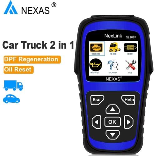 Nexas NL102P OBD2 Auto Scanner Heavy Duty Truck Diagnostic DPF Regenerate Oil Reset For Diesel Heavy Duty Trucks Code Reader
