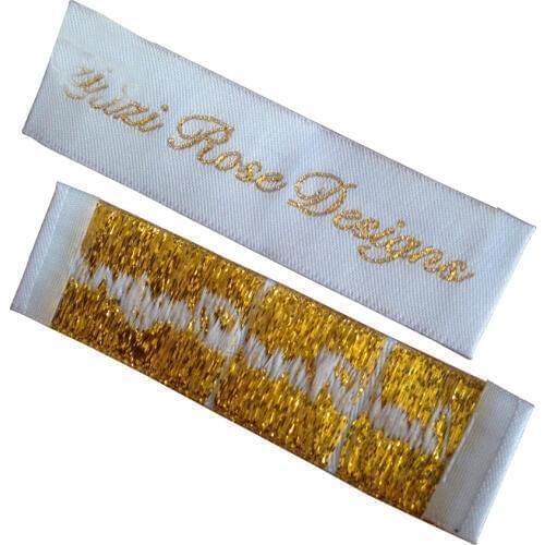 Custom Shiny Gold Woven Label For Clothing Hand Made Garment Tag Metal Logo Sewing Accessories Fabric Tags Embroidered Labels