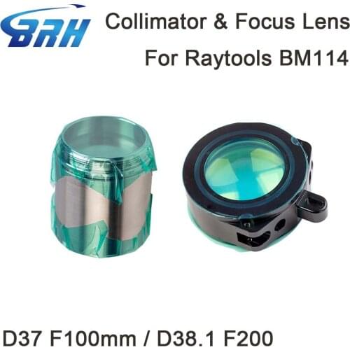 BRH BM114 Collimating & Focusing Lens D37 F100 & D38.1 F200mm with Lens Holder for Raytools Laser Cutting Head BM114S