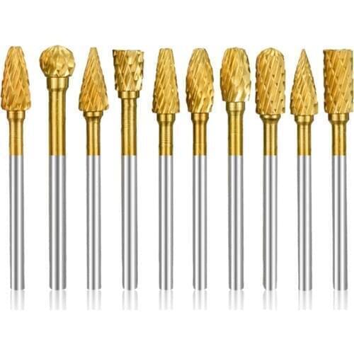 Tungsten Carbide Milling Cutter 1/8" Shank Rotary Tool Burr Double Diamond Cut for Rotary Dremel Tools Electric Grinding