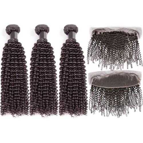 Queen Nala OneCut Hair Bundles With Frontal P Brazilian Hair Weave Bundles kinky Curly Remy Hair Extension Natural Color