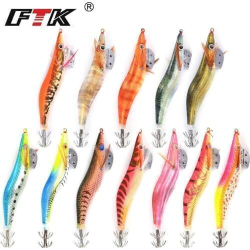 FTK Fishing Lure Hard Bait Fake Shrimp Wood Bait Fishing Wobbler Squid Jig Artificial Lure 1pc/lot jigging Lure Octopus Bait 624