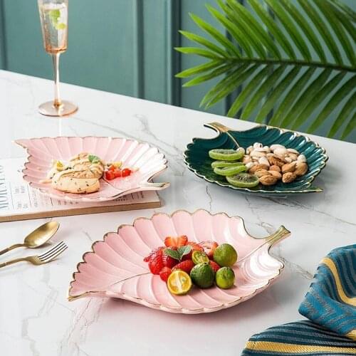 Nordic Ceramic Dinner Plate Creativity Leaf Shape Dishes Home Food Snack Dessert Storage Tray Table Decoration Kitchen Supplies