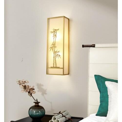 Chinese Large cloth wall lighting copper Led Wall Lamp fabric shade bedroom Wall sconce E27 night light hotel fixture Lighting
