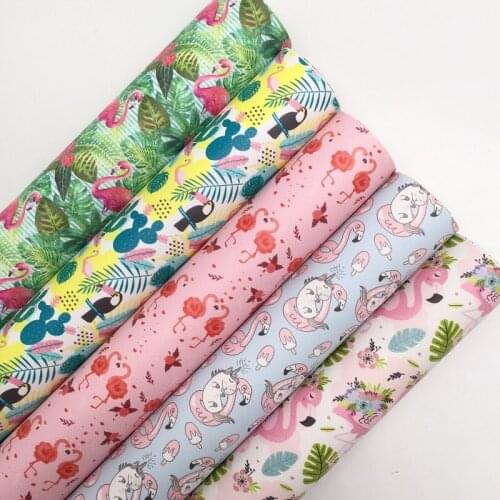 LEOsyntheticoDIY Flamingo Printed Synthetic Leather Faux Fabric Vinyl Sheets Felt Backing For DIY Earrings Bows 21X29CM R135B