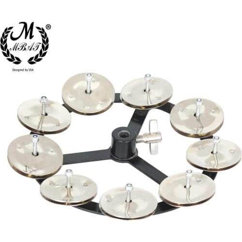 M MBAT Drum Kit Cymbals Hi Hat Tambourine Silver Stainless Steel Hi-Hat Bell Drum Set Percussion Musical Instrument Accessories