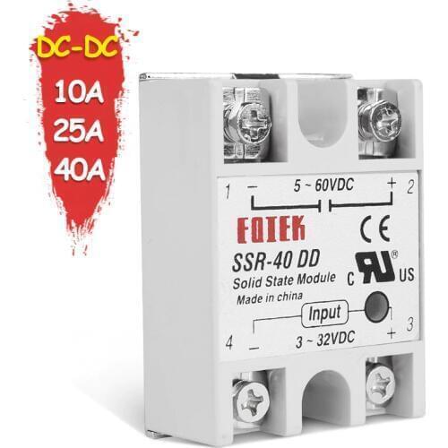 DC-DC Single Phase Solid State Relay DC DC SSR Module 10A 25A 40A DD Input Voltage 3-32V 12V DC TO 5-60V DC Output Load