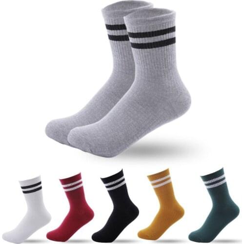 Fall/winter new style two-bar striped womens tube socks Fashion simple sports womens socks