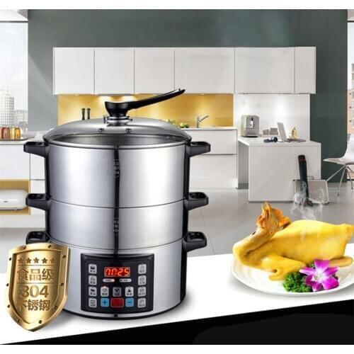1800W Electric Steamer 32cm Stainless Steel Micro-computer Steamer Commercial Steaming Pot Multi-Layer Kitchen Steamer 220V/110V
