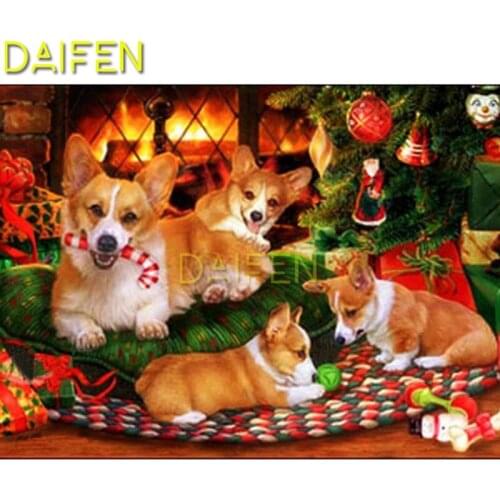Full Square Diamond painting Cross stitch Christmas dogs toy Full Round Diamond embroidery DIY 3D Diamond mosaic