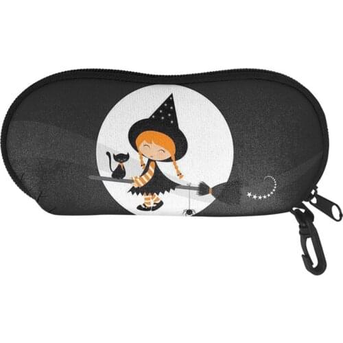 Portable Sunglasses Bags Cute Halloween Witch Print Zipper Glasses Storage Pouch Custom Soft Glasses Protection Bag Universal