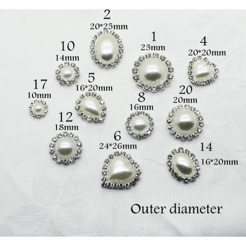 10Pcs/Lot White Pearl Rhinestone Buttons, Multi-Size Mix And Match, DIY Clothing Sewing Decorative Accessories