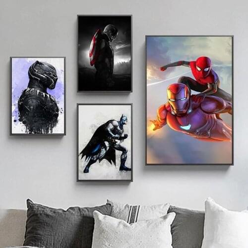 Marvel Avengers Captain America Iron Man Canvas Paintings Poster Cartoon Spiderman Wall Art Picture Cuadros for Room Decor