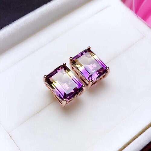 Elegant Engagement Gift Top Quality 100% Natural and Real Ametrine Earring 925 sterling silver Earring
