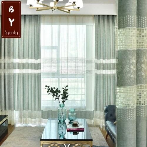Embroidered Curtains for Living Room and Bedroom Modern Minimalist Curtains Chenille Embroidery Curtains Finished Product