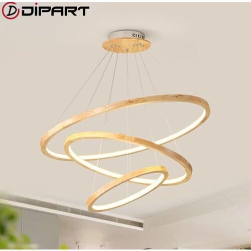 Modern Simplicity Wood Led Pendant Lights Rings Circle Ceiling mounted LED Ceiling Lamp For Living room Dining room Kitchen