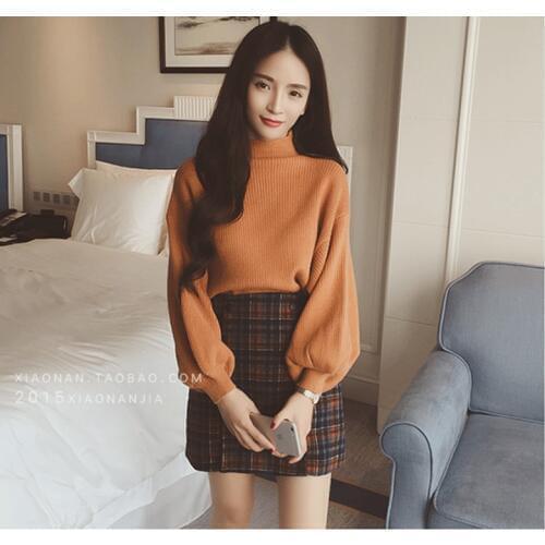 Turtleneck Sweater 2019 Women Vintage High Neck Wide Sleeve Knitted Thickening Warm Pullover Oversize Jumper Large Loose свитер