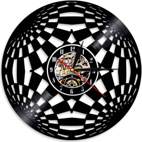 Kaleidoscope Circle Vintage Vinyl Record Wall Clock For Bedroom Modern Design Fractal Psychedelic Home Decor Clock Wall Watch