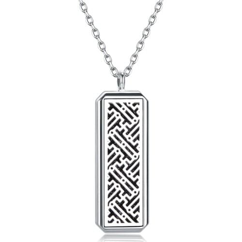 Vintage Aromatherapy Rectangular Essential Oil Diffuser Pendant Necklace Aroma Square Stainless Steel Perfume Locket Jewelry
