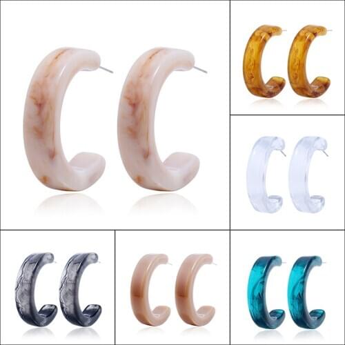 Vintage Acrylic Resin Earrings Tortoise Shell Earrings Boho Women Hoop Earrings Fashion Jewelry Womens Accessories