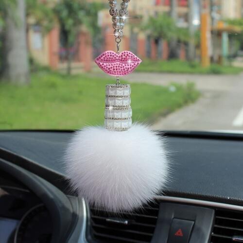 High-grade Inlaid Diamond Sexy Lips Perfume Clip Freshener Car Hanging Ornament Crystal Pendant Automobile Hanging Accessories