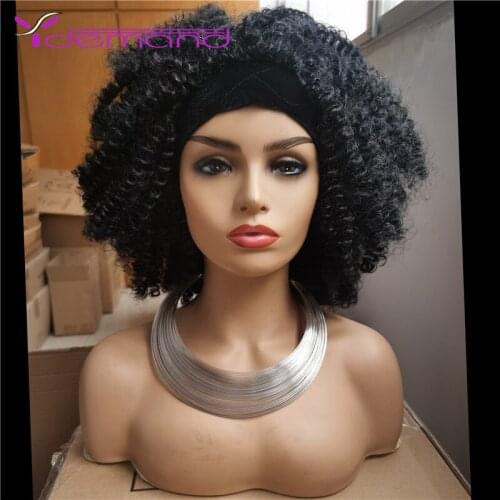Y Demand Short Handband Curly Brown Wig Headscarf Wig Womens Fashion Hair Band With Split Hair Synthetic Wigs