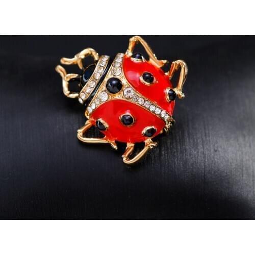 Personality Enamel Ladybird Brooch Fashion Rhinestone Seven-star Ladybug for Women Cartoon Insect Brooches Pins Jewelry