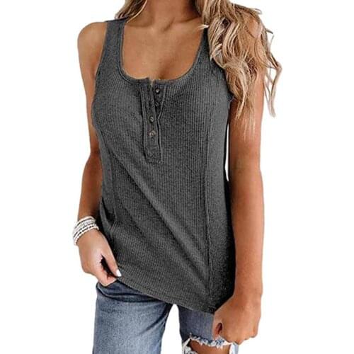 Women Solid Color Casual Vest Sleeveless Breathable Polyester V Neck Vest Tops for Home Streetwear