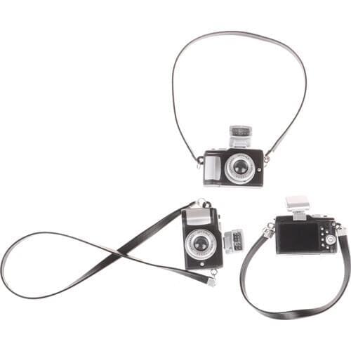 1pcs new Dollhouse Miniature Mini Belt Camera Doll Accessories Decoration Toy