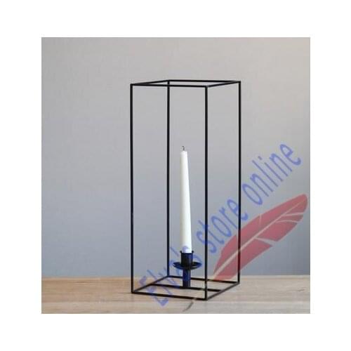 16.5cm x 16.5cm x 42cm Metal Iron Candle Holder Stand Art Geometry Cube Candle holder Decoration