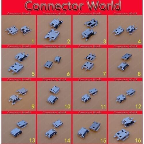 20models 100pcs/lot Micro USB Jack 5P 5pin 7p 7-pin USB Charging Socket Connector Mix SMD DIP V8 Port Charging Data Plug mini