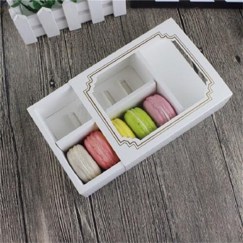 200 x Creative Stamping Gold Drawer Style 10pcs Macarons Boxes Square Chocolate Decor Wrappers Wholesale