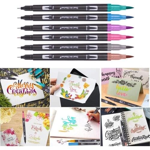 Fineliner Watercolor Brush Markers Dual Tip Drawing for Manga 12 24 36 48 60 72 100 120 Colors Watercolor Brush Pen Markers
