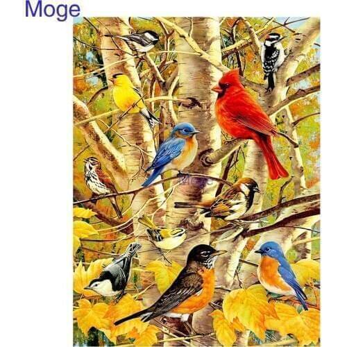Moge DIY diamond painting maple tree birds Diamond embroidery maple tree birds Diamond mosaic maple tree bird cross stitch decor