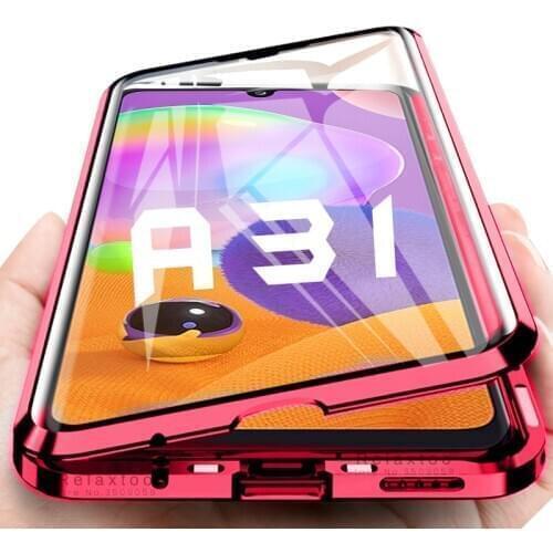 A 12 32 52 case 360° full cover metal magnetic flip for samsung galaxy a31 a12 a32 a52 a72 2021 double-sided armored glass coque