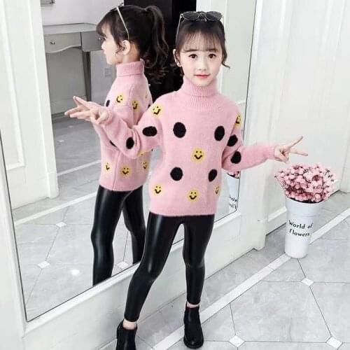 Girls Sweater Kids Coat Outwear 2021 Elegant Plus Velvet Thicken Warm Winter Autumn Tops Fleece Christmas Childrens Clothing