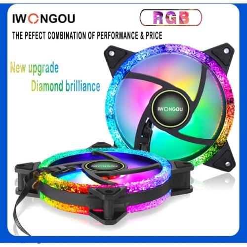 Double Diamonds RGB 120mm Double Rings 6 PIN Remote Controller Colors and Modes Adjustable Computer Radiator Cooler PC Case Fan