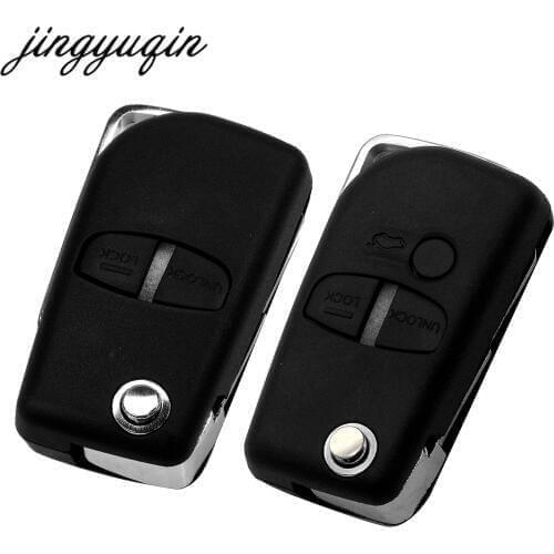 Jingyuqin 10pcs Modified Flip Car Key Case For Mitsubishi Pajero Sport Outlander Grandis LANCER-EX ASX 2/3BTN Remote Fob Shell