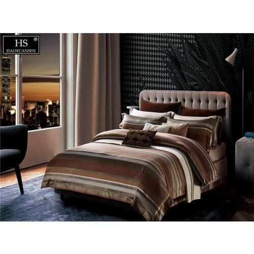 4Pieces Yarn Dyed Jacquard Bedding Sets Bed Linens King Size Duvet Cover Set Pillowcase Bedsheet Colorfull Stripes Design