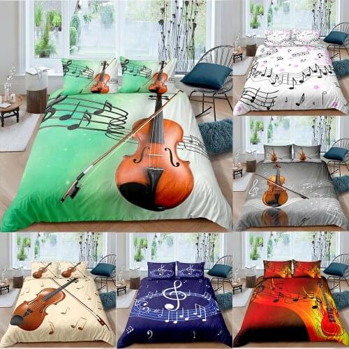 ZEIMON 2/3Pcs Piano Bedding Set Kids Girls Music Notes Duvet Cover Set Creative Quilt Cover Home Textiles King Drop Shipping