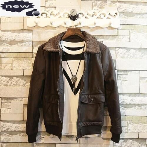 New Mens Autumn Biker Slim Fit Lapel Zipper Faux Leather Bomber Jacket Streetwear Casual Coat Men Vintage Winter Fleece Jackets