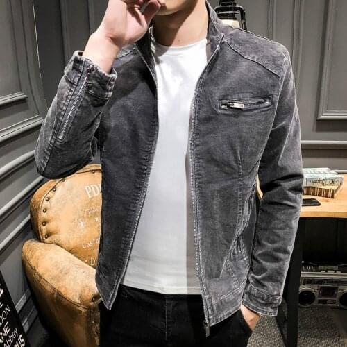 New Arrival Denim Jacket Men Autumn Winter Casual Jacket Male Korean Mens Slim Cotton Vintage Gray Oversized Coat Boys Tops 3xl